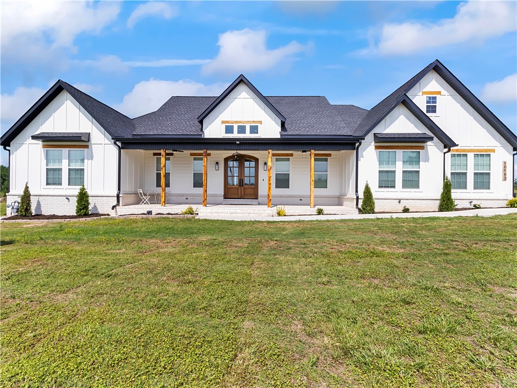 Motivated Seller! Welcome to your dream home sitting on 5 acres, 5 beds, 3 full & 2 half baths plus an office. This majestic property is what you have been waiting for! One level home has literally everything you have been dreaming of! Feel the grandeur from the moment you step onto your huge covered front porch and through the gorgeous double doors. Flow seamlessly past the office and the foyer and into the open concept living area where you can easily entertain guests while still being in the mix. Check out the hidden pantry off the kitchen with room for additional fridge and coffee bar area. Gas cooktop elevates cooking to the next level as you seat guests around the expansive quartz island or the eat in dining room. The split floor plan allows for privacy between the master suite and the other bedrooms. Enjoy the warm weather under your covered patio while you watch the sunset over the surrounding unobstructed pastures. No detail was missed including a 240v eco hookup, extended concrete parking and 16x10 shed.