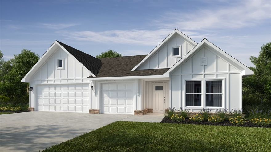 This spacious 3–4 bedroom, 2-bathroom home offers
1,950 square feet of smart, stylish living. From the
moment you step inside, 10-foot ceilings in the entryway,
kitchen, and living room to create a grand, open
atmosphere. The primary bathroom includes dual vanities
for added comfort, and a flexible fourth bedroom option
lets you customize the space to fit your life—perfect for a
home office, guest suite, or creative studio.
As part of our 1950 3-Car Series, this plan also includes an
upgraded third-car garage, providing extra space for
storage, hobbies, or additional vehicles.
With the luxury feel of a larger home and a layout
designed around your lifestyle, this plan delivers more of
what matters, right where you need it. Taxes subject to change based on new construction.