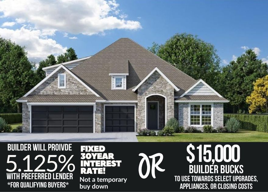 ** Limited time ** Contract in October and save an estimated $353 on monthly payment. Builder will provide a 5.5% 30 year fixed interest rate for qualified buyers with use of preferred lender. Preferred lender will pay up to an additional $5,000 towards buyers closing costs. OR bring your own lender and get 10K concessions from builder. Home also includes fence, blinds, & gutters at no additional cost. Completion estimated November 2025. Hillcrest in Cave Springs offers a rare blend of natural serenity and everyday convenience in NWA.  Introducing the 2600 Plan 5-bedroom, 3-bath home offers over 2,600 square feet of flexible, functional living space. Four bedrooms are located on the main level, including a private primary suite thoughtfully separated from the other rooms by the open-concept kitchen, dining, and living areas.The fifth bedroom is located upstairs with its own full bath. Stop by every Sunday 1-4 PM to learn about all the standard features included.