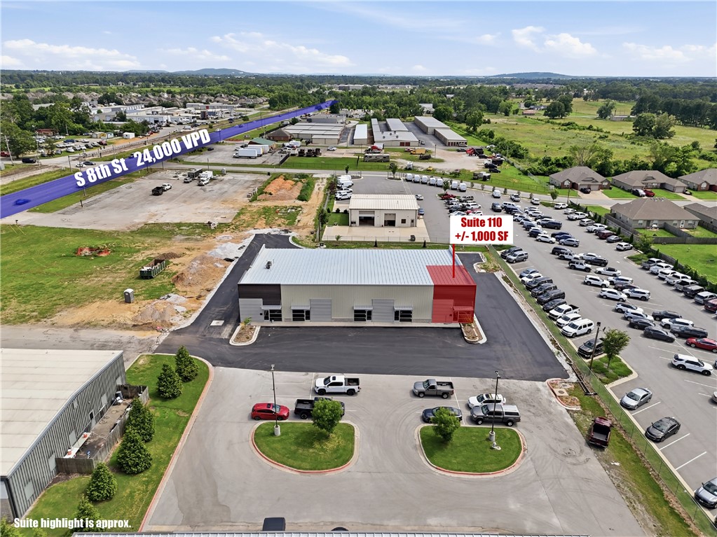 Modern commercial building featuring corrugated me