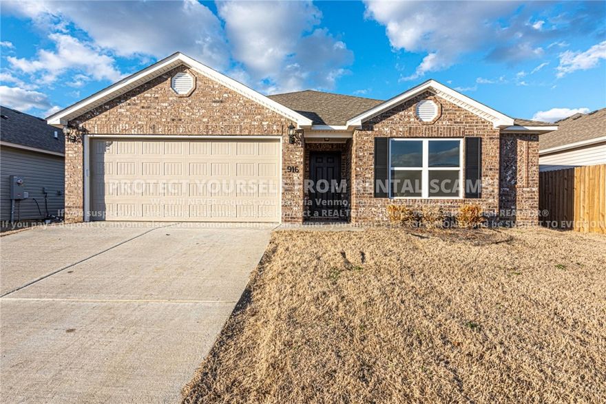 COMING SOON! Available approx. 6/15/26! Don't miss out on this gorgeous 4 bedroom, 2 bathroom home just a short drive from parks, the University of Arkansas, Downtown Fayetteville, shopping, and dining! This home features an open-concept floor plan with vinyl plank flooring throughout the main living areas, a spacious living room, and a kitchen complete with white cabinetry, granite countertops, tiled backsplash, a large counter-height island, pantry, and stainless appliances. The primary bedroom includes a private ensuite! Head outside to enjoy the partially covered patio in the spacious backyard. No pets. *Available date may change. Property is tenant occupied - do not disturb the tenant. **Tenant is responsible for all utilities and lawn care/maintenance.