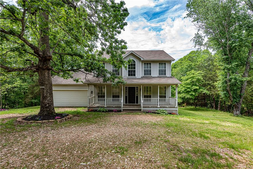 This 3 bed 2.5 bath home sits on 5 +/- acres in the country side minutes away from Lake Wedington and less than 10 miles from West Fayetteville shopping, eateries, & I-49. A covered front porch perfect for enjoying spring and summer mornings! Inside off the entry enjoy a home office with built-ins and barn style door! Enjoy a spacious living room with wood laminate floors natural light and a gas log fireplace! Head into the eat-in kitchen with white cabinetry, and built-in pantry! Off the kitchen and connecting back to the entry is your formal dining room! Plus a half bath on the main flr perfect for guests! Rejuvenate in the primary bedroom with private ensuite feat: double sink vanity, separate tub & shower, & linen storage! Upstairs you’ll find 2 more bedrooms and full bathroom! Head out back to your large deck overlooking your Partially wooded and mature tree studded lawn. With 5 Acres you’ll have plenty of room for your garden or hobby farm! Don’t miss out! Act now!
