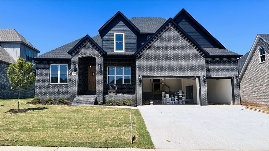 New Construction in SW Bentonville! The Morrison Plan. Home features 4 bedrooms, 3.5 baths, study, Formal Dining and bonus room. Primary Bedroom on lower level and 3 bedroom plus bonus upstairs. Walking distance to Central Park Elementary School. Quality modern finishes. Upgraded amenities include 10' ceilings on 1st floor, 2-50 gallon water heaters w/ circulation pump, 6' soaker tub, cedar beams, ceiling high kitchen cabinets, covered outdoor patio with fireplace, center vac, & more. Great open plan - spacious kitchen with center island, double ovens, hooded vent, & custom cabinets. Living room and patio wired for sound. Welcome home to Clarendon Heights!