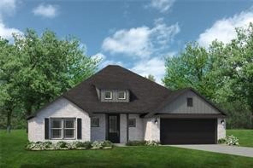 Welcome to the Stella, a one-story ranch style home with the perfect combination of utility and elegance. This floor plan is 1,848 sq ft with 3 bedrooms, 2 bathrooms, and a finished 2 car garage with an attached mudroom. One of few manors with the mudroom included, this serves as a convenient space for families to store heavy clothing during the winter, muddy clothes after an active day outdoors, or anything in between. In addition, the Stella includes an incredible design to host in any season. The vaulted ceiling in the living room combined with a vast island and kitchen just steps away creates a spacious common area for any number of occasions. From family movie night to a Superbowl watch party, the Stella has more than enough room for your family and guests! This floorplan is also incredible for grilling and spending time outdoors as an expansive covered back patio serves as the focal point of the backyard.