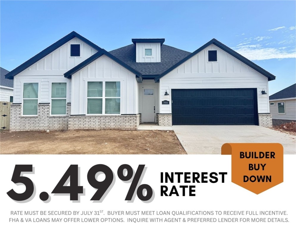 5.49% INTEREST RATE/BUILDER BUY DOWN & fence, blinds and gutters included! Discover your dream home in the sought-after Osage Hills neighborhood. Clinton plan with garage on the right & South facing! 9 ft ceilings, linear electric fireplace in the living room, LVP flooring throughout the main living areas and primary bedroom, quartz countertops and more. Chef's kitchen boasting frigidaire stainless steel appliances, gas range, pantry, quartz countertops, bar pull handles, large island and gorgeous backsplash. Luxurious primary bedroom features abundant natural light, while the spa-like primary bathroom offers a walk-in shower, double sinks and spacious walk-in closets. Two secondary bedrooms on the main level, a 4th bedroom upstairs that would be a perfect bonus room & a separate laundry room. Nestled on a generous lot with covered patio that overlooks the serene sodded, fully fenced backyard. Sturdy concrete siding & brick! Model home located at 6008 SW Coywolf St- Lot 122.