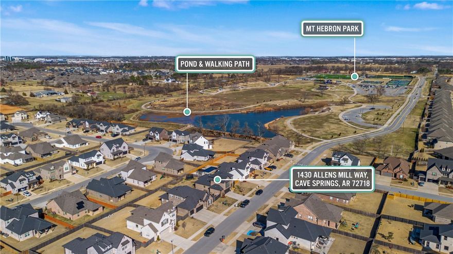 The closest thing to walkable living in Allen’s Mill.
Step outside your front door and be at Mt. Hebron Park in under 2 minutes, one of the most sought-after amenities in Northwest Arkansas.
This 4-bedroom, 3.5-bath home is designed for both function and flow, featuring a split floor plan with a main-level primary suite tucked privately away from the upstairs bedrooms.
Inside, you’ll find:
Soaring ceilings and an open-concept great room
An oversized kitchen island built for gathering
A dedicated downstairs office or flexible 5th bedroom
A large upstairs bonus space ideal for play, work or media
Practical details matter here too:
School bus stop directly across the street
Less than 20 minutes to dining, shopping and entertainment across NWA
Located in the highly desirable Bentonville School District
Recently repriced to $650K, now one of the best values in Allen’s Mill.
If you’ve been waiting for the right combination of location, layout and price, this is it.

Schedule your showing before it’s gone.