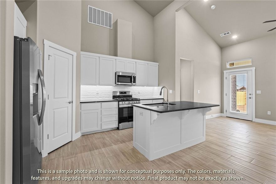 Welcome to Crystal Cove, where modern design meets everyday comfort in this beautifully crafted 3-bedroom, 2.5-bath townhome by Sunrise Homes. This ~1,582 sqft layout features a desirable primary suite on the main level, offering both convenience and privacy. The open-concept living space is highlighted by a soaring vaulted ceiling and large Clerestory Windows bringing in natural light for a bright, airy feel throughout. Also featuring a sleek electric fireplace, creating an inviting atmosphere. The kitchen flows seamlessly into the dining and living areas, perfect for entertaining. Upstairs includes two additional bedrooms, a full bath, and a loft-style hallway overlooking the main living area. Enjoy outdoor living with a covered back patio and private backyard. Low-maintenance living with thoughtful design throughout makes this home ideal for a variety of lifestyles.  Builder’s credit of $3,000 and Lenders Credit Up To $5,000 with Preferred Lender.