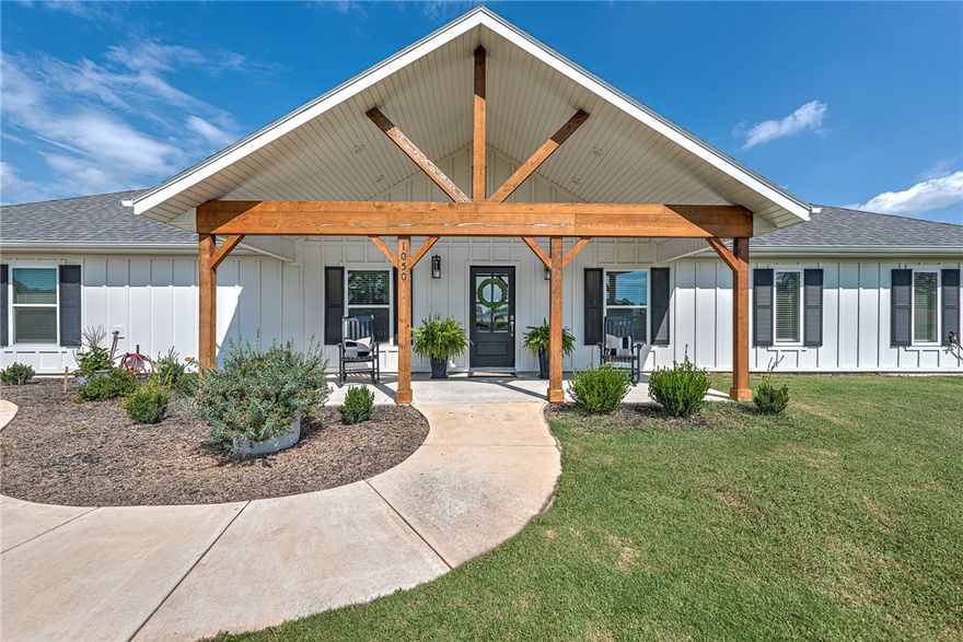Nestled on a 2-acre lot sits this 2 home farmhouse retreat. The 1,900 SF Main Home (2 bed/2 bath-2022) has cathedral ceilings & gas-log fireplace in the living room w/a wall of windows. Quartz counters & wood-look tile complement the chef’s kitchen w/island & gas range. The primary suite has a HUGE closet w/utility room & spa bath w/soaking tub & walk-through shower. The sunroom can be converted into a 3rd bed (~$25K). A 3-car insulated garage w/3rd bay heated & cooled makes a great workshop or man cave. The 1,150 SF Guest House (1bed/1bath-2023) has cathedral ceilings, LVP flooring, gas-log fireplace in the living room & eat-in kitchen. The house features a spa-like bath w/walk-in shower & soaking tub, office, utility/pantry & 2-car insulated garage. Both home’s septic systems are in front w/ample space between for a pool, shop, fire pit, and/or garden. Fiber optic internet, Bentonville Schools, 4 miles to XNA, 20 min to Bentonville. This property is ideal for multigenerational living, guests, or rental income