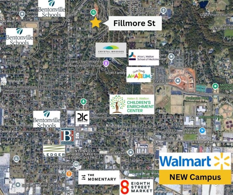 This builder-owned lot is cleared, flat, and ready for your custom dream home- Build to suit! Prime lot for sale in the heart of Downtown Bentonville, with world-renowned mountain biking trails right in your backyard and close distance to the new Walmart campus!! Back of the lot backs up to Slaughter Pen Trails. Enjoy unbeatable access to art, culture, dining, and outdoor adventures—just down the street from Crystal Bridges Museum, which is expanding by 114,000 sq. ft. Don’t miss this rare opportunity to build in one of the most vibrant communities in the country!