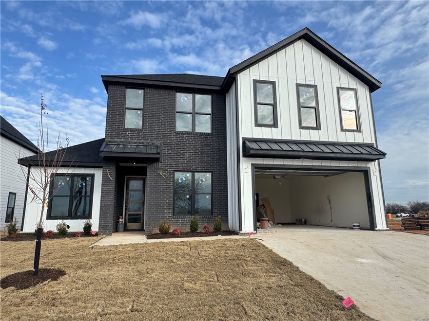 This is a stunning home in the new Meadow Brook Subdivision! Home boasts 4 bedrooms, 3 full bathrooms, office, and two car garage. Open living/kitchen area makes hosting a dream with tall ceilings, fireplace, open kitchen that is equipped with a built-in microwave and oven, gas cooktop, and large pantry and dry bar area. Primary bedroom ha a soaking tub, separate vanities with plenty of storage, walk-in shower and big closet with lots of built-ins. Downstairs has bedroom 2 and a full bathroom. You will find bedrooms 3 and 4 upstairs with a full bathroom with a large vanity with 2 sinks and a walk-in shower. Large