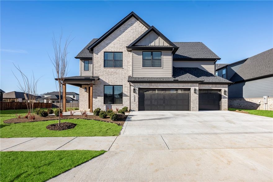 **BUILDER OFFERING $15K TOWARD BUYER INCENTIVES!** Fabulous new Construction in Bentonville’s newest subdivision of Aurora! Quality built with beautiful modern fixtures and features throughout. Great floorplan with 4BRS, 3.5Bas. Master Suite on Main level. Interior features include stunning accent walls, custom cabinets, quartz counters, hardwood floors, and modern light fixtures. Open living area to kitchen featuring gas cooktop and top of the line appliances. Office or great flex room down, Upstairs game/media room wired for sound or optional bedroom. Smart home Electronics package, security system and professional landscape package included. Covered back patio to enjoy year-round and three car garage. Neighborhood amenities to include 2 Pools, Playground, Sports Court, and Open-Air Clubhouse!