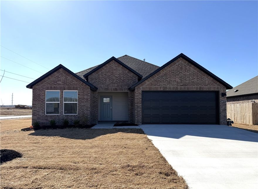 Sold before print! The Delightful Denton plan has 3 bedrooms, 2 bathrooms! Hylton Place is located close to the C.L. "Charlie" and Willie George Park that consists of walking trails, a dog park, splash pad, ball fields, and tennis courts with access to the Don Tyson Parkway. There is a grand combination dining room, kitchen, & living room. This kitchen offers an oversized island bar with quartz countertops, stainless steel appliances, and a large kitchen island with a sink that faces the living room. The living room is perfect for entertainment and will have a cozy electric fireplace. Split floor plan with Private main bedroom toward back of home features a spacious en-suite bathroom, complete with double vanity sink with quartz counters, walk-in closet, and walk-in shower. Luxury Vinyl plank flooring throughout! This home exterior will have 4 sides brick with Hardie® siding per plan! Covered patio and a landscape package. Tankless hot water heater and more! Parcel number and Taxes TBD.