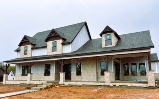 Built by the 2024 Parade of Homes gold medal winning builder! Discover The Laney floor plan in the Big Sky community. This spacious 2 story home boasts a waterfall quartz kitchen island, Cafe appliances with a 6 burner gas range, oversized windows, and integrated outdoor space for seamless family living and entertaining. The elegant main suite includes a soaking tub and shower combo, while thoughtfully designed areas offer both spaces for socializing and private retreats for children to play and grow. With stylish interiors, a three-car garage, The Laney provides the perfect blend of comfort and convenience located in the Bentonville School District. This large, corner lot is just a short walk from the community pavilion. Located just 2 miles from the Bella Vista by-pass, 5 miles from Coler Mtn, 7 miles from downtown Bentonville, and 8 miles from Wal Mart Home Offices!
