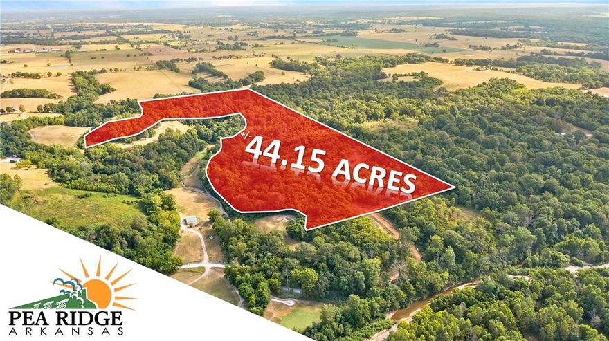 This is your opportunity to capture a highly versatile +/- 44.15 Acre parcel of land with excellent development possibilities & golf course frontage in up-and-coming Pea Ridge, Arkansas! Agricultural zoning perfect for low-density residential. Population is booming in Pea Ridge, with population growth in this area expected to FAR outpace the state average & land is selling fast, with beautiful homes going up everywhere, several selling for $400K+! These dynamic parcels are adjacent to the Big Sugar Creek Golf Course, a scenic 18-hole, Par 72 Champion Golf course. You will not find a prettier spot to build! This property boasts many beautiful features including views of Holes 11-16 & a close proximity to schools & area shopping! Pea Ridge water and sewer are about 3,800 feet to the west of the driveway into the property. Act now & start planning to incorporate these unique features & area highlights that make Northwest Arkansas one of the top-rated locations in the country to live, into your next development plan!