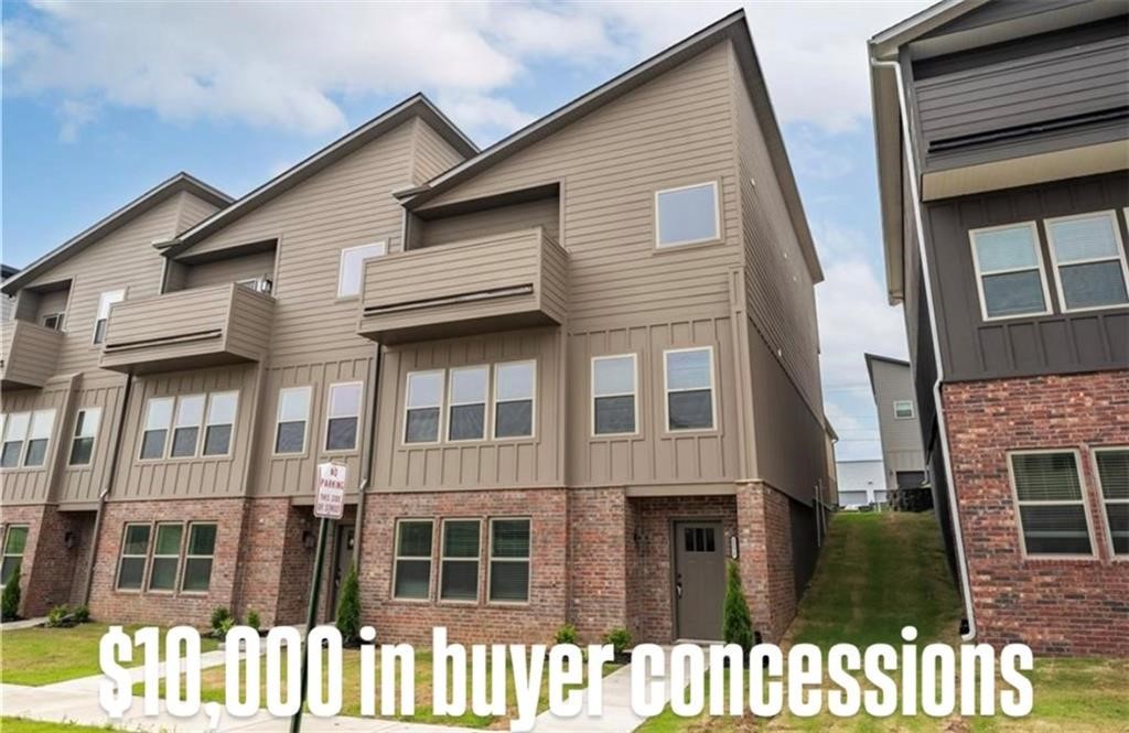 Seller offering $10,000 in concessions! Nestled in the heart of Fayetteville, this modern townhome offers the perfect combination of luxury, convenience, and comfort. This townhome has 2 living areas, 3 bedrooms, 2 and a half baths, and 2473 square feet of living space, this residence provides ample room for your family to flourish. The kitchen features granite countertops, stainless steel appliances, a spacious island, and custom cabinetry, making it the perfect space for cooking and entertaining alike. This townhome offers easy access to I49, top-rated schools, shopping centers, dining destinations, and recreational facilities, ensuring that everything you need is minutes away. Seller is including a fridge, washer, and dryer at no additional cost!
