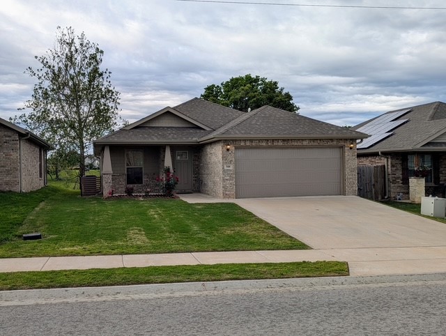This beautifully maintained 3-bedroom, 2-bathroom single-family home offers 1,450 sq ft of thoughtfully designed living space. Built in 2021, this home combines modern finishes with functional comfort, perfect for families or first-time buyers. There is an open-concept layout featuring granite countertops, LED lighting, and walk-in closets. The kitchen is equipped with stainless steel appliances, including range, microwave, and dishwasher, complemented by a spacious pantry. The living areas boast ceramic tile and carpeted flooring, while the bathrooms are sleek and modern. Located in a family-friendly neighborhood with easy access to Bentonville schools, parks, and XNA Airport.