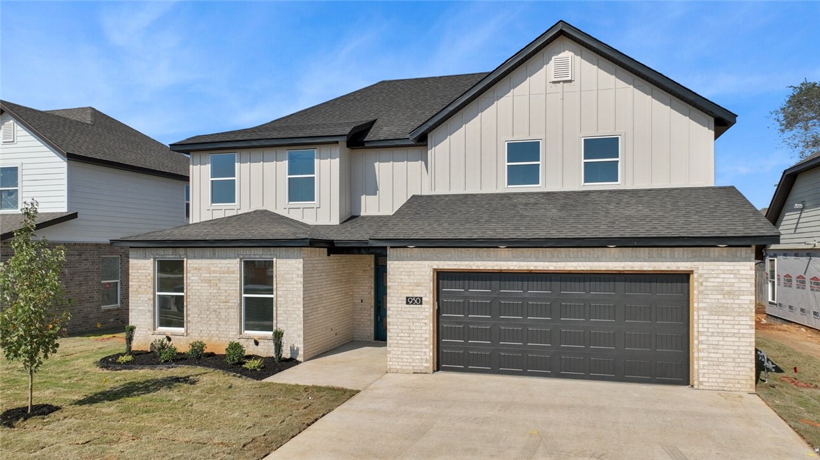 This beautiful east facing home, located directly across from Gamble Elementary, boasts a thoughtfully designed layout with two bedrooms and two full baths on the main floor. Upstairs, youāll find two additional bedrooms, a full bath, and a spacious theater/game room. The home is filled with premium upgrades, including high-ceiling living areas with banister railings, quartz countertops, tiled showers, an electric fireplace, and a gas line for outdoor grilling. The open kitchen features custom cabinetry, a generous walk-in pantry, and luxury vinyl flooring throughout the first floor. The garage includes a dedicated port for electric vehicles. Ideally situated within walking distance of Gamble Elementary and Bentonville West High School, this home also offers convenient access to I-49, making downtown Bentonville and the Walmart offices just a short drive away. ****** Up to $10,000 towards closing cost or rate buy down and up to $5,000 credit Preferred lender*****.