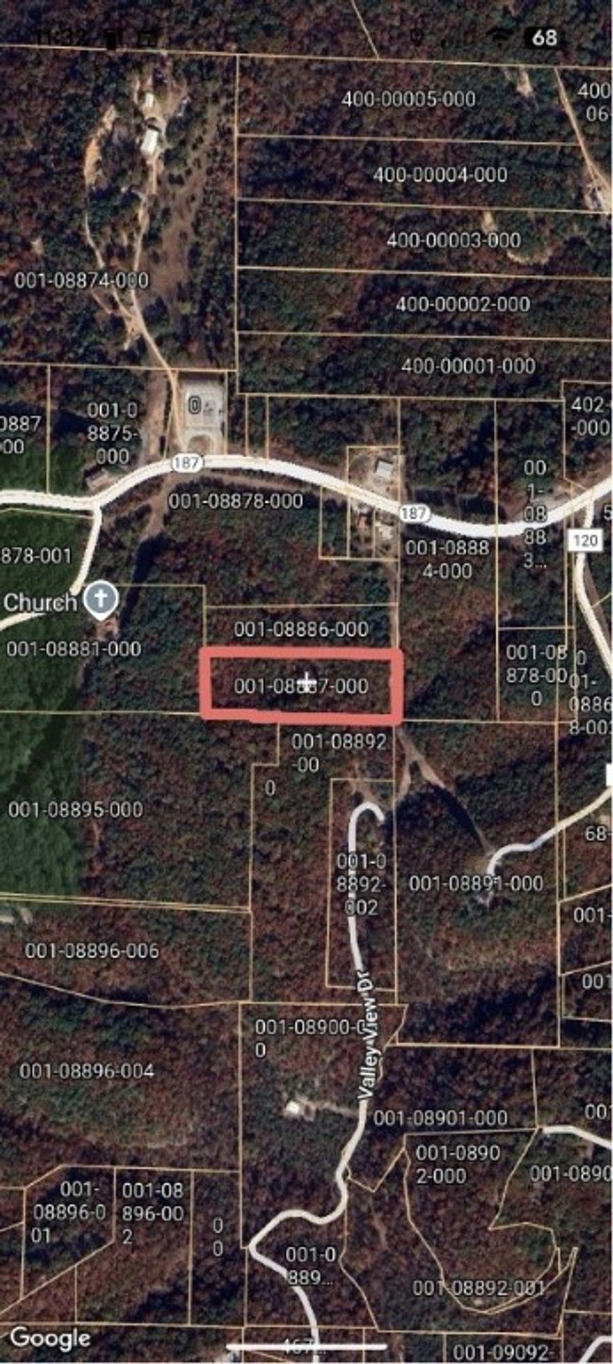 Approximately 3 acres without road access just outside Eureka Springs.