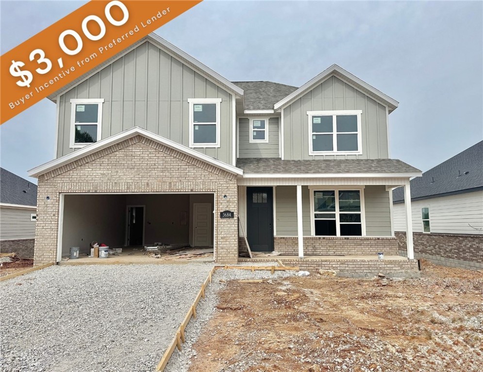 $3,000 preferred Lender credit to Buyer for closing cost, interest rate buy down etc. & fence, blinds and gutters included! Discover your dream home in the new neighborhood- Jacob's Crossing. Powell A plan with garage on the left and East facing! 9 ft ceilings, linear electric fireplace, LVP flooring throughout the main living areas and primary bedroom, quartz countertops and more. Chef's kitchen boasting frigidaire stainless steel appliances, gas range, pantry, quartz countertops, bar pull handles, tons of counter space and gorgeous backsplash. Luxurious primary bedroom features abundant natural light, while the spa-like primary bathroom offers a walk-in shower, tub, double sinks, and spacious walk-in closets. Additional features include a loft area, two large secondary bedrooms upstairs and a functional laundry room. Nestled on a generous lot with covered patio that overlooks the serene sodded, fully fenced backyard. Sturdy concrete siding!