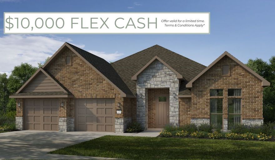 The 2800 offers 5 bedrooms, 3 bathrooms, and about
2,800 square feet of single story living. Key features
include wood plank tray ceilings, a vaulted living room
with a stained box beam, a vaulted back porch, and an
oversized pantry. The open kitchen–dining–living layout is
enhanced by an accent wall dining area. The primary suite includes a vaulted ceiling
and a luxury bath with a freestanding tub and glass framed shower.

*Taxes subject to change based on new construction.*