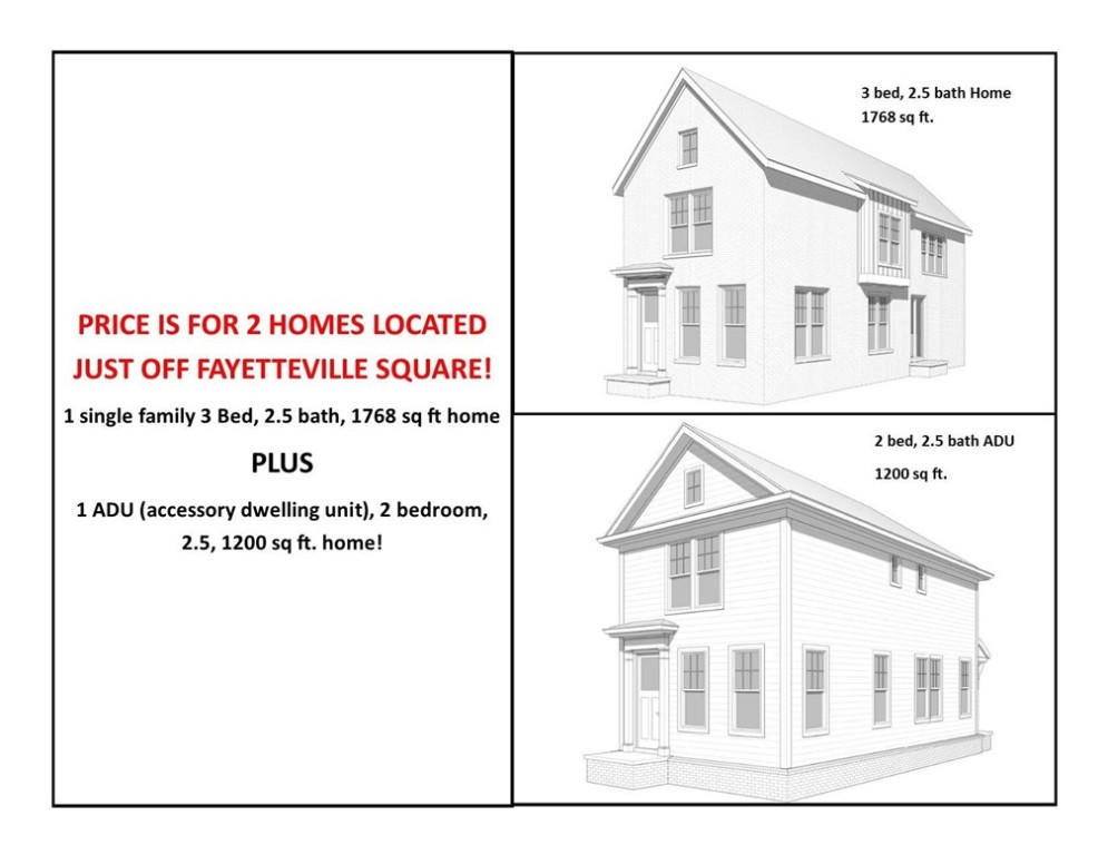 Rare opportunity to own not one, but 2 homes just off the Fayetteville Square!! Property will have a 1768 sq ft, 3 bed, 2.5 bath home in front with a detached 1200 square ft. 2 bed, 2.5 ADU in back. Property is walking distance to The Square, Farmers Market, Dickson St, Walton Arts center, state of the art Public Library, shopping, coffee shops, and several Fayetteville staple restaurants including Hugo's, Feed & Folly, Cheers, Atlas, Tula, Vetro 1925, Taste of Thai, Tiny Tim's Pizza and several more! Easy bike or commute to the University of Arkansas, Razorback Stadium, Bud Walton Arena (The Basketball Palace of Mid-America) & Baum Walker. Both homes feature Hardwood Floors throughout, quartz counter tops, gas range, open layout, low E Windows, cased windows, and so much more! Don't miss out on this rare opportunity to own 2 amazing homes right in the middle of Downtown Fayetteville! Perfect opportunity to live in one, a rent out the other.
