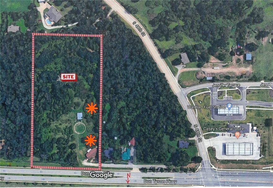 Excellent business location. 5.99 acres very close to I-49; Walmart Neighborhood Market, Arkansas Children's Hospital, Arvest 'AA' Ballpark. Countless possibilites.