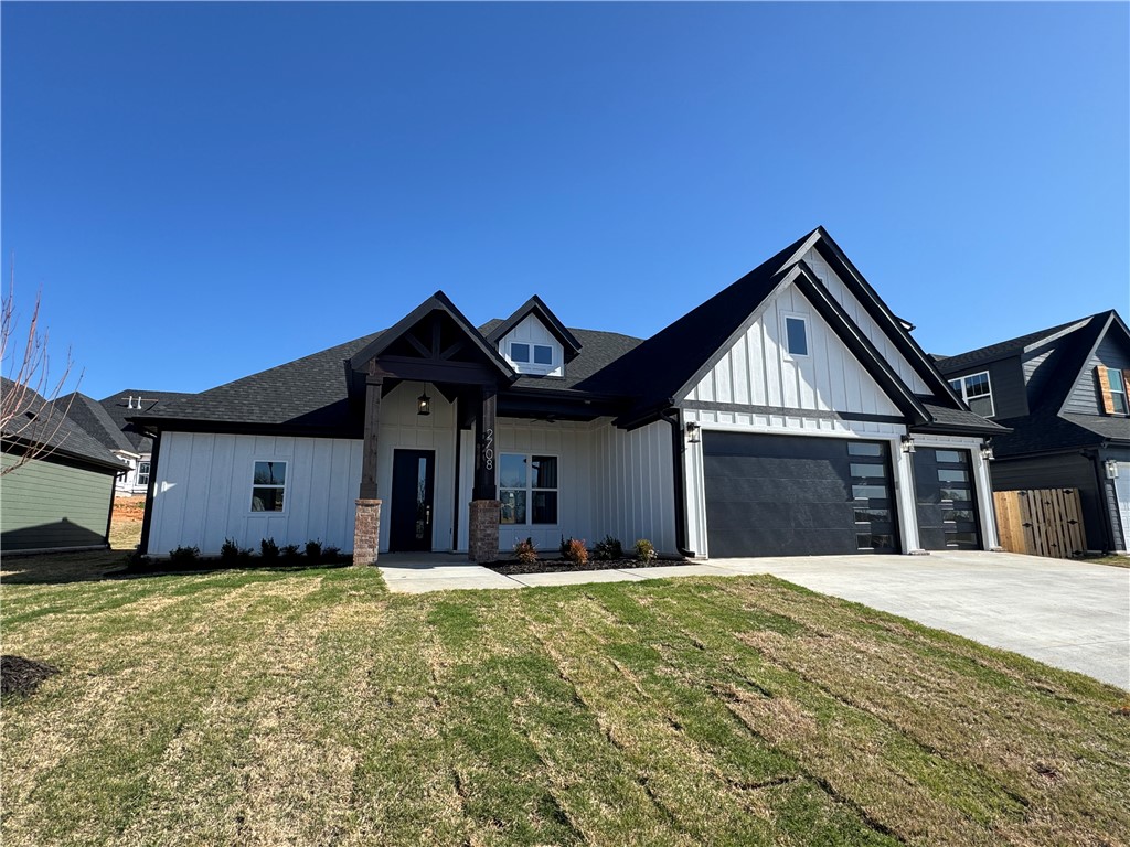 Another quality new construction home is available in the desired Crescent View Subdivision! This home boasts 4 bedrooms, 3 bathrooms, bonus room, 3 car garage, and a great layout. Kitchen is equipped with gas cooktop, built-in oven & microwave, large island with waterfall granite, & eat-in dining area that is all open to the living room. Downstairs has the office, primary suite and BR 2. Bedrooms 3-4, bonus room and a full bathroom are all upstairs. Enjoy grilling or hanging out on the covered back patio. Located steps from Janie Darr Elementary and the new Mt Hebron Park. Subdivision is close to XNA, I-49, shopping, dining, and entertainment.