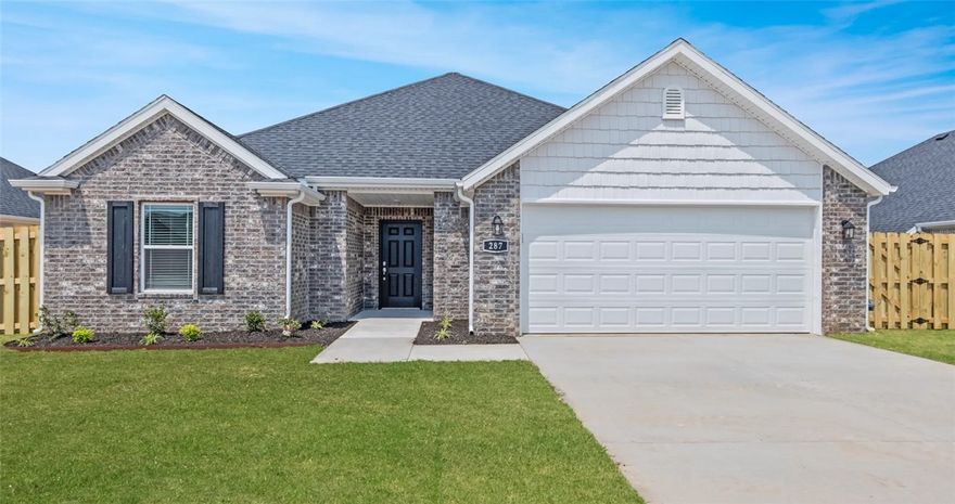 Welcome to the Osage—a spacious, thoughtfully designed single-story ranch-style home built with family in mind. Offering 1,567 square feet of comfortable living space, this home features 4 bedrooms, 2 full bathrooms, and a finished two-car garage. As the only home in the Cottage line to offer four bedrooms, the Osage delivers unmatched flexibility and value. Whether you need an extra bedroom, a dedicated home office, or a playroom, this floor plan adapts to fit your lifestyle. The open-concept layout seamlessly connects the living room, kitchen, and dining area, creating a warm and inviting space that flows effortlessly to a large, covered back patio—ideal for entertaining or relaxing year-round. From hosting holiday dinners to backyard barbecues or cozy movie nights, this home is designed for everyday comfort and memorable gatherings. Nestled in a welcoming and well-maintained community, the Osage combines modern living with a strong sense of neighborhood charm—making it the perfect place to call home.