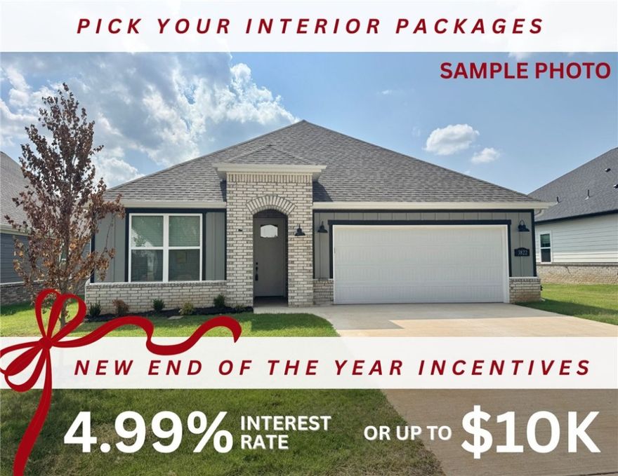 Colby plan with 1 level, garage on the right and East facing! Select your interior packages! 9 ft ceilings, linear electric fireplace, LVP flooring throughout the main living areas and master bedroom, quartz countertops and more. Chef's kitchen boasting frigidaire stainless steel appliances, gas range, pantry, quartz countertops, bar pull handles, large island and gorgeous backsplash. Luxurious master bedroom features abundant natural light, while the spa-like master bathroom offers a walk-in shower, double sinks, tub, and spacious walk-in closets. Additional features include a formal dining room, three large secondary bedrooms and a functional laundry room. Nestled on a generous lot with covered patio that overlooks the serene sodded, fully fenced backyard. Sturdy concrete siding! Model home located at 3631 Tranquility St- Lot 1.