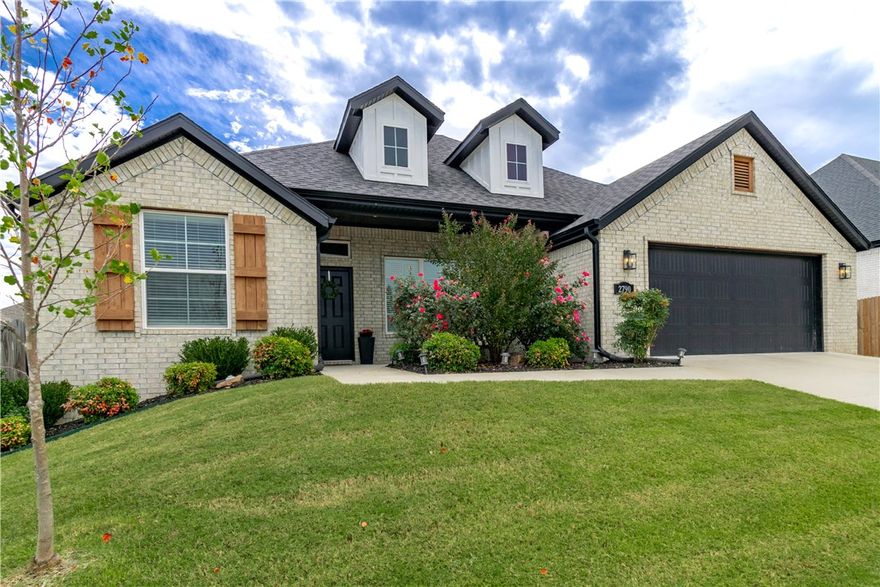 Stunning, well-kept home in the desirable Riverwalk Subdivision! This 4-bedroom, 2-bath home offers an open, split layout with custom-built cabinets, a large kitchen island, honed granite countertops, hardwood floors, a stainless steel gas range, cozy front porch, and partially covered back patio. Enjoy the inviting living area with a gas fireplace framed in stone and a poplar mantle. The primary suite features vaulted ceilings with wood beams, a jetted tub, walk-in shower, and a spacious walk-in closet. Additional highlights include a 2-car garage and great storage throughout. The neighborhood offers a community pool, sidewalks, a pond, and a walking trail to the White River.  Beautiful Stonebridge Golf Course located right down road from the neighborhood!