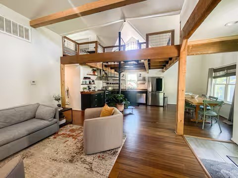 Currently operating as an Airbnb, So furniture can stay with an extra deposit. The house is 3 bedrooms 2 bathrooms. The third bedroom is an upstairs loft with its own private bathroom! There is a small side yard that is completely fenced and pets are allowed with a pet deposit. Could possibly consider a shorter lease than one year but would prefer a year.