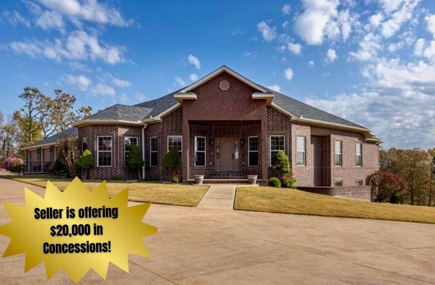 Nestled on 2.15 acres, this exquisite estate home in the highly coveted, gated, South Mountain Estates on Beaver Lake exudes both luxury and relaxation! Whether you want to fish or swim off the private community dock, head out on the lake; boat slip #11 conveys with home (10 ft wide x 26 ft long); relax in the game room, or enjoy your morning coffee on the beautiful veranda overlooking the sunrise on Beaver Lake - this home has it all! The spacious kitchen with top of the line custom finishes and a floor plan that offers the perfect setup for indoor/outdoor entertaining of friends and family on two huge verandas with great views. Huge workshop; with garage doors on both ends. Whole home generator that conveys.  All paved roads and less than 20 minutes to town.  Perfect rare combo of lake living with convenient shopping/restaurants close by! Four new HVAC Units less than 2.5 yrs. old; roof less than 2 years old.  Amenities list attached!
View a special tour of this home here: https://vimeo.com/1100707636