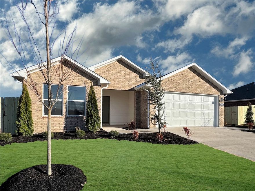 Delightful Denton Plan in Rolling Meadows, in Pea Ridge, Arkansas! Each home in Rolling Meadows is meticulously crafted with attention to detail, creating a space that feels both luxurious and welcoming. From the moment you walk through the door, you'll be greeted by modern features and a spacious layout that caters to every lifestyle. Our homes boast premium finishes and thoughtful designs, ensuring that you'll be stepping inside your own personal oasis. These homes will be complete with LVP flooring throughout (two-story plans will have carpet on stairs and upstairs) and wood shelving in all closets, pantry, and utility room. The kitchen will have quartz kitchen counters, 36-inch cabinets, and stainless-steel appliances with a Gas Range! The primary bath will feature quartz countertops, double sinks, and a walk-in shower. Each home comes with 4-sided brick with siding per plan. Home will have a Garage Door Opener. Taxes and Parcel TBD.