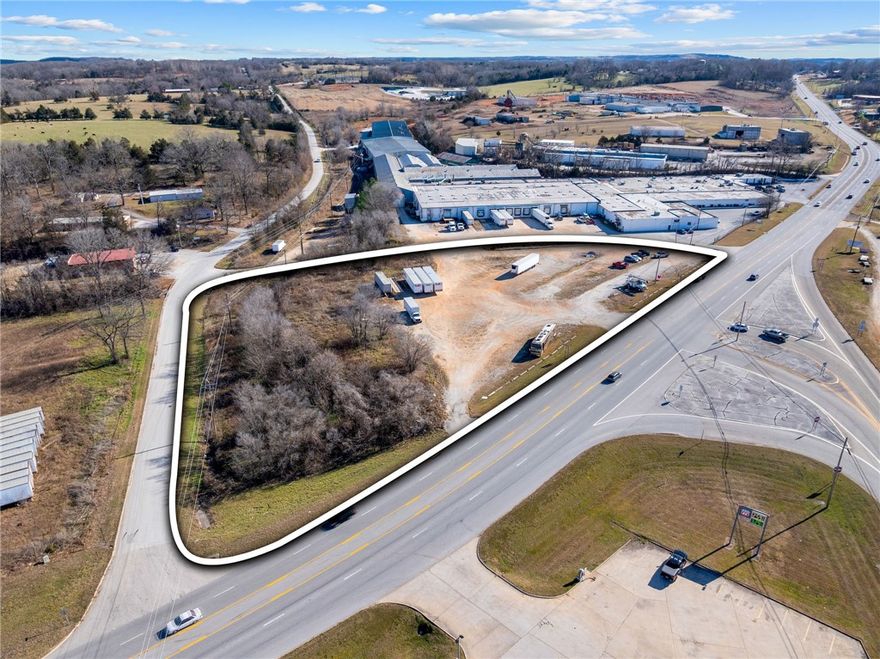 Great Build Site!!  Approximately 2.07 Industrial acres located at a major highway intersection in Harrison, AR. This highly visible, ready-to-build property offers excellent access and exposure, making it ideal for a wide variety of commercial uses. If you need more land, this property is also being sold as an approximately 3.84 acre parcel, see MLS Listing number 1333079. A prime opportunity for development in a strong location with high traffic potential.