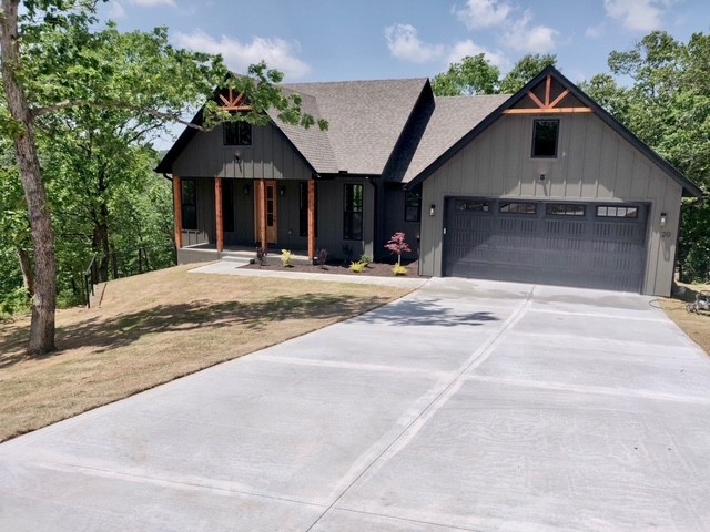 Wonderfully Designed New Home to be built with a great open and spacious split floor plan, Modern Interior finishes, very clean and sleek black alabaster white color scheme. 10 Ft ceilings throughout most of the home, Custom Beams in LR and Primary BR, Oversized 8 ft doors and beautiful Luxury Vinyl Flooring throughout, Fabulous kitchen with Custom Cabinetry and 8 ft Luxury Quartz Countertops, Huge Walk-in Pantry with hideaway plugs for appliances, Elevated Trim throughout with fully cased windows, Custom closets and beautiful cased openings, Primary Bath with tons of Cabinet space, Elegant guest bath with Tiled Shower with Custom Shelving for extra storage, Really spacious front and back covered decks/patios overlooking Professionally landscaped yard situated on over a half-acre lot on a beautiful quiet cul-de-sac location. This is a to be built home.