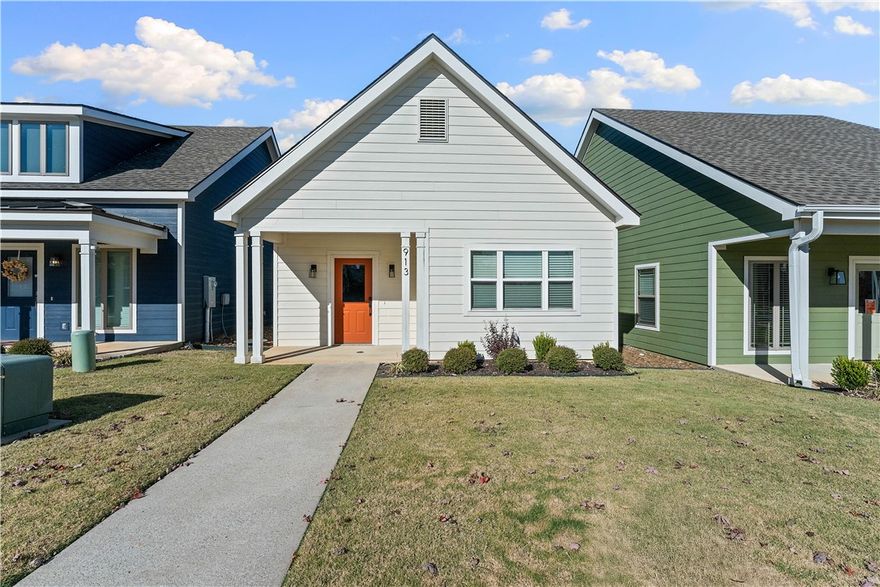 Affordable Downtown Bentonville with community pool, clubhouse, & pickleball! This nearly-new, 3 bed, 2 bath single family home with a 2 car garage and open floor plan is just across the road from your community heated pool, clubhouse with kitchen, gym, & billiards, & pickleball court. Quality finishes & features including granite counters, pantry, walk-in closets, blinds, crownmolding, & LVP floors in living areas. Spacious utility rm with sink and a patio for entertaining. Near the best of everything Bentonville! Crystal Bridges, Alice Walton School of Medicine, the Amazeum, the new Walmart Campus, Lawrence Plaza, & the Bentonville Promenade are only a short drive/ride away. Near schools, shopping, & I49. Savor the cozy community feel with direct access to hundreds of miles of world class greenway, gravel, & singletrack trails. Rent includes yard maintenance and refrigerator.