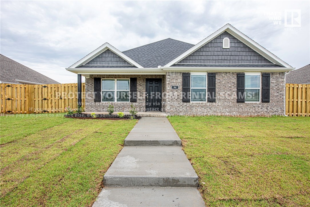 AVAILABLE NOW! Check out this gorgeous 3 bedroom 2 bathroom home located near parks, schools, trails, eateries, and a short drive to the University of Arkansas! Head inside to the spacious, open concept living room & kitchen with gas log fireplace, LVP flooring, peninsula & island with breakfast bar, and a separated section for eat in dining! Check out the large primary bedroom with private ensuite feat: double sink vanity & Walk-in closet! Plus 2 more bedrooms & 1 more full bathroom! Relax and relish under the back patio in the fenced in backyard! **Tenant is responsible for all utilities and lawn care/maintenance.