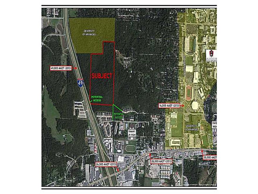This property is close to the University of Arkansas.   It has access to I-49.