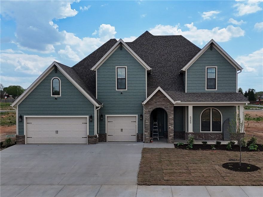 Welcome to County Line Square, a new Springdale community near Shaw Family Park with a pool and pavilion for residents. In the Dover plan, the entry opens to a bedroom and full bathroom on the right, then continues through an arched opening into the main living area. A fireplace anchors the space, while 4 large windows overlook the covered back patio and engineered hardwood floors extend throughout the first floor. The kitchen features include a large island, 3CM granite countertops, cabinets to the ceiling, GE Profile stainless steel appliances, and a pantry. The primary suite is also on the main level and includes a vaulted ceiling, a bathroom with a double vanity and centered makeup vanity, a walk-in shower, and a walk-in closet. Also on the first floor are a laundry room and mudroom with access to the 3-car garage. Upstairs offers 3 bedrooms and a full bathroom. A fence, gutters, and blinds are included. Builder’s preferred lender is offering $3500 toward closing costs or a rate buy down. *Agent Owned*