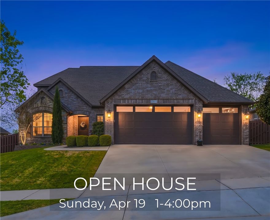 Hot price in Turnberry at The Peaks! This 5BR/3.5BA home offers 3,088 SF of flexible family living, standout backyard entertaining, and one of the most convenient Rogers locations for commuting across Northwest Arkansas. Split floor plan with main-level primary suite plus 2 secondary bedrooms on the main level and 2 oversized bedrooms upstairs joined by a shared bath. Coffered ceilings, crown molding and wood flooring elevate the main living spaces. Kitchen features granite countertops, Frigidaire Gallery appliance including oversized, commercial-grade refrigerator, custom built-ins, walk-in pantry, and open flow to the breakfast area and great room. Front flex space works as dining, office, or second living. Covered patio with gas log fireplace, retractable screen, built-in gas grill, 2-drawer refrigerator, Jacuzzi hot tub, privacy fencing, professional landscaping, neighborhood pool, and quick access to Pinnacle, Promenade, Mercy, I-49, trails, and WM campus.  SHOWINGS BEGIN on Saturday, April 11.