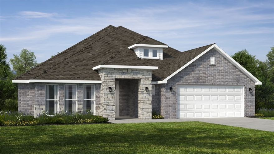 The 2575 floorplan features a 4 to 5 bedroom, 3-bathroom with over 2,500 square feet of living space.
This premium floorplan is designed to elevate your living experience with its exceptional features and
thoughtful design. Step into a home with impressive 15’ high vaulted ceilings, complemented by a stylish stained box beam, and 8’ tall front and back doors that enhance the home’s elegance. The large window wall offers a picturesque view of the outdoors, leading to a vaulted covered back patio, perfect for relaxation and entertaining. Inside, custom built-ins beside the fireplace add both functionality and charm, while the pantry with deep shelves accommodates all your appliances and storage needs.

Taxes subject to change based on new construction.