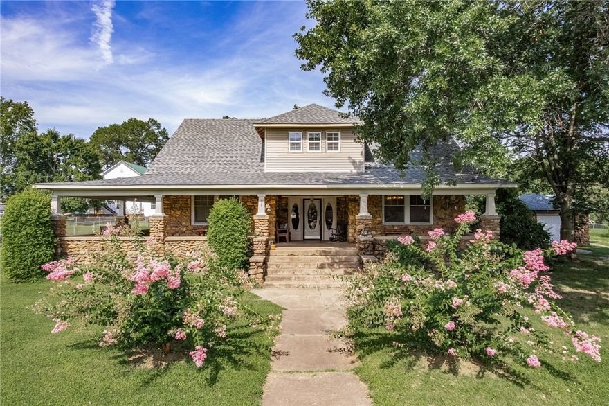 Imagine a home where every detail whispers stories of Craftsmanship and Comfort!  This charming 5 bedroom and two bath home with an eat in kitchen with plenty of cabinetry and a double oven, a formal dining room, two living areas and an office will surely offer plenty of space for family and friends to gather.  The expansive covered wrap around porch beckons, promising peaceful mornings and evenings filled with gentle breezes.  Not to mention the Creek Rock exterior which wraps up this package to create the warmth and memories of yesteryear!!