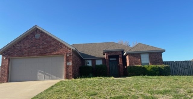 Three bedroom 2 baths with 2 car garage. Deck & patio with fenced backyard. Laundry hookups, Heat/gas, Microwave, dishwasher, stove and oven. Walkin closets.