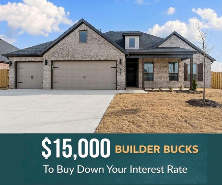 FLASH SALE: Contract in Feb and receive 15K in builder bucks and up to 4K from select lenders.Introducing the 2,282 plan this split layout features 4 bedrooms and 2.5 bathrooms. The primary suite is privately situated on one side of the home and offers a seamless flow from the bedroom to the bathroom, into the walk-in closet, and directly into the utility room. On the opposite side, three additional bedrooms share a full bath. At the center of the home, a vaulted living room opens to the kitchen and dining area. The living room showcases an electric fireplace, while the kitchen features beautiful quartz countertops throughout and a charming breakfast nook for casual dining. A convenient half bath is located just off the kitchen. Enjoy relaxing evenings on your covered front and back porches, with the backyard enclosed by a privacy fence. Plus a 3-car garage. Fence, blinds, and gutters are all included.