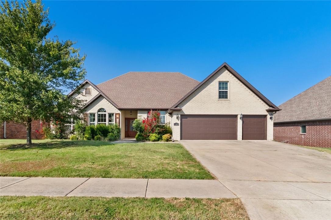 Welcome to your new home in the sought-after Stonebridge Meadows! This charming residence boasts 4 bedrooms and 4 bathrooms, offering a comfortable and inviting space for your family. The kitchen is a culinary haven with sleek countertops and modern appliances. The living spaces are made airy by the high ceilings graced with rustic wood beams, and the detailed stonework fireplace adds a touch of coziness and charm, creating an atmosphere of relaxation. A separate office provides a private space for productivity or quiet study. Step outside to the covered deck and enjoy outdoor living year-round. Set in the friendly Stonebridge Meadows community, this home is also just minutes away from schools, shopping, and dining. Your dream of combining practicality with elegance is realized in this lovely Stonebridge Meadows abode.