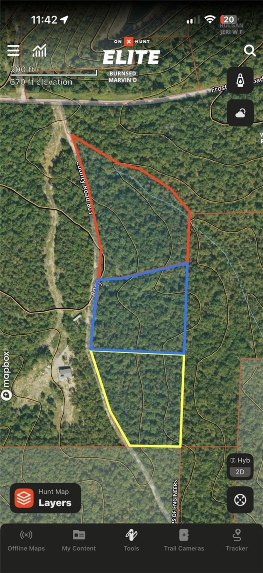 Private 5-acre tract located on a quiet county road that dead-ends at the lake—no through traffic and exceptional privacy. Heavily wooded with abundant wildlife, this property offers a peaceful setting ideal for a home, cabin, recreational retreat, or investment.  Conveniently situated within 5 minutes of four separate public lake access points for boating, fishing, and swimming.  Additional acreage available. Tract 2 is in blue.