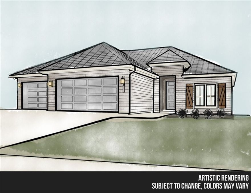 BUILD YOUR DREAM HOME! Buyers can choose colors and applicable options/selections now to May 30th, 2025 with accepted offer! This NEW CONSTRUCTION 3 bedrm 2 bathrm + Office home in the Mountain View Estates is just min from downtown Prairie Grove & under 10 mi to I-49 & Fayetteville! From the covered front porch head inside to a thoughtfully designed open concept space: Light & airy living w/ 10' ceilings, LVP floors throughout, dining area, & large kitchen feat: craftsman styled soft-close cabinetry, granite counters, stainless steel apps, pantry, & center island. Relax in the primary suite w tray ceiling & luxury private ensuite feat: separate sink vanities, private toilet, soaking tub, walk-in glass shower, & walk in closet laundry access! Built-in hall tree for addl storage! Split floor plan with 2 add’l BRs and full BA. Enjoy the comfort of a covered back patio & fenced-in backyard! More Features incl: R42 attic insulation, eve plug for holiday lights w/ switch, 8' tall garage doors & over-sized 3-car garage!