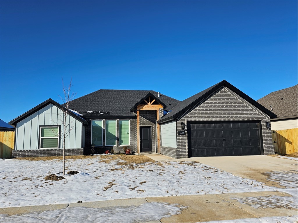 Beautiful new construction home with gorgeous tile fireplace flanking the living room. Open floor plan design. The kitchen offers leathered granite counters and a gas range. In the master suite you will find a bath with large walk-in closet, dual vanity, separate tub and walk-in shower. Split bedroom floor plan offers two more bedrooms and guest bath. The large back yard is level and fully fenced with a privacy fence.