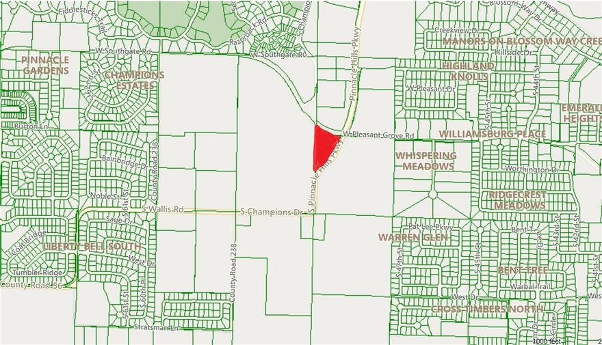 Excellent Development Potential  approximately 4.08+ acres on Lighted, Corner lot with road frontage on two sides of property.   Triangle shape, level and cleared lot.   There are two parcel numbers.  This is one of the most desired locations close to  Promenade Mall,  Top Golf , Walmart Amphitheatre and Walmart Neighborhood Market.   Property is surrounded by residential neighborhoods.