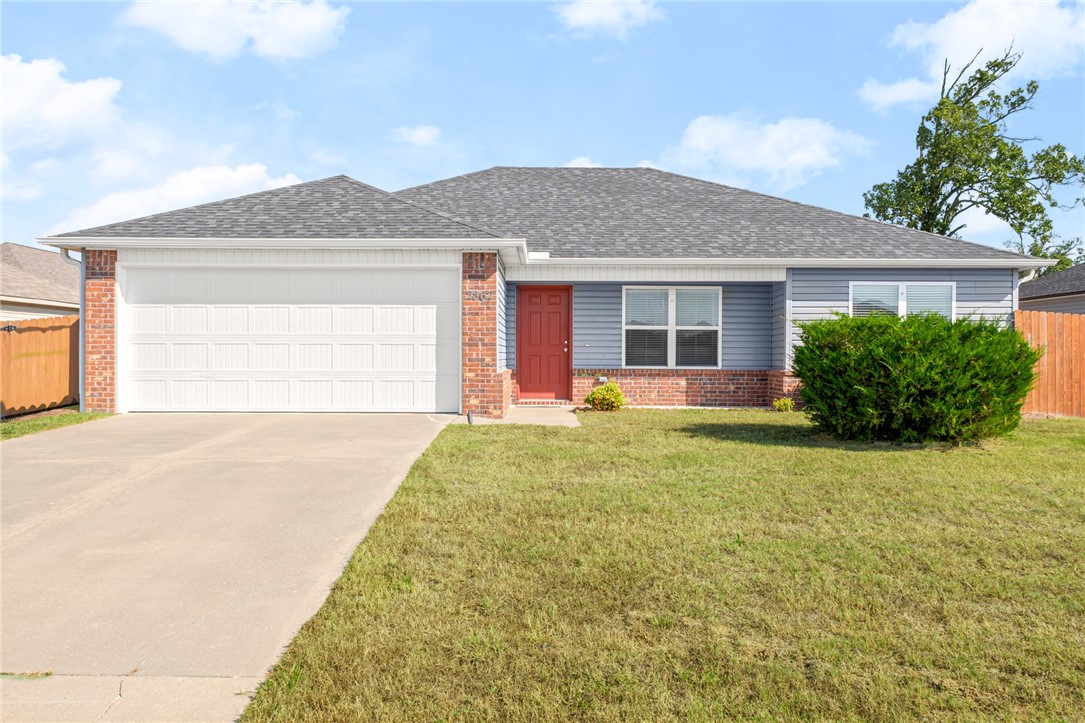 Charming 3 Bedroom Home in Tyson Heights! Located off Don Tyson Parkway and close to Schools, Shopping, Parks, Greenway and more. This 1,433 Sq Ft Home was built in 2018 and very well maintained, updates include all new paint and new roof in 2024! The living space is bright and spacious and opens to the kitchen and dining area, perfect for everyday living and for hosting. The eat-in kitchen offers a dining area and even room to add in an island or extra storage! Great counter space and a pantry provide practical workspace. The large primary suite has views into the private backyard, along with an attached bath and WIC! 2 well-appointed guest bedrooms share a guest bath on opposite side of the home. The backyard has full privacy fencing, and upgraded large, covered patio, and a storage shed/workshop space! Donāt miss out on this great property, welcome home!